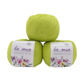 3 Skein - Mercerized Cotton Yarn - Total 150g - Each 1.76 oz(50g)/147 Yrds(135m) Super Soft, Dk Light Baby Yarn-Turkish Yarn (Green, 3-Pack)