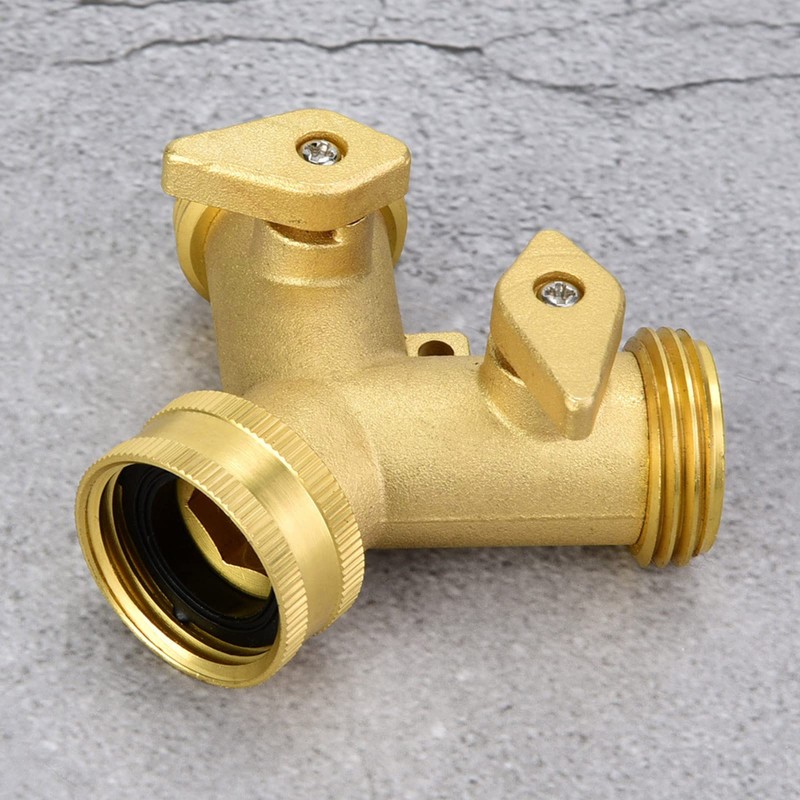 Fdit 3/4 Inch Double Outlet Brass Ball Valve Hose Connector