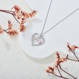 NFYBD Heart Stethoscope Pendant Necklace for Women 925 Sterling Silver Gemstone Birthstone Doctor Nurse Medical Jewelry RN Registered Nurse Graduation Retirement Nurse Week Gifts-October