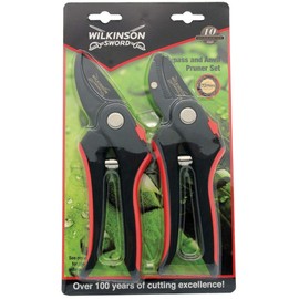 Bargainstore Wilkinson Sword P-1111243W Bypass & Anvil Pruners Secateurs Carbon Hand Tools Twin Pack Set Gardening