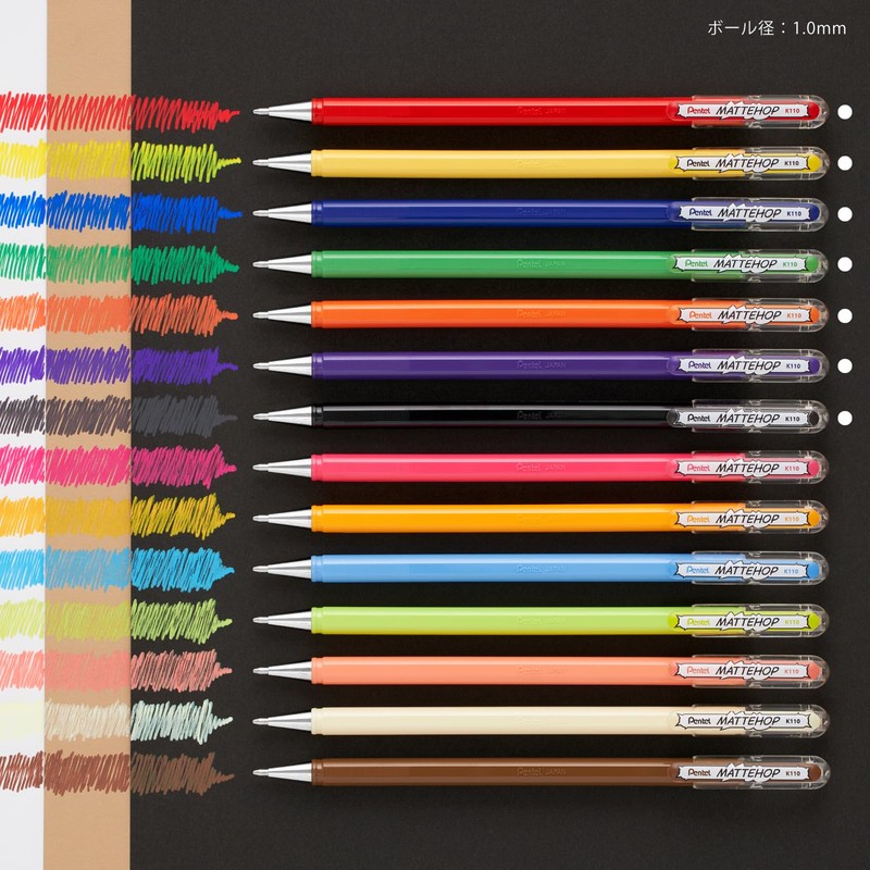 Pentel Matte Hop Original Color Ballpoint Pen, 7 Colors, K110-V7STA