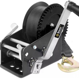 Bravex 3500lbs Capacity Heavy Duty Boat Trailer Winch Crank Strap Gear Winch 33ft Strap