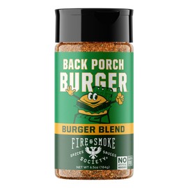 Fire & Smoke Back Porch Burger Seasoning | BBQ Rub for Smoking and Grilling Meat | Beef, Pork, Chicken, Turkey, Veggie | BBQ Rubs and Spices | Brown Sugar, Onion, Paprika, Black Pepper | M 6.5 oz