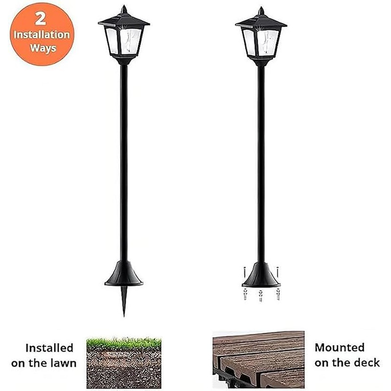 40 Inch Solar Flame Flickering Lights Outdoor, Waterproof LED Post