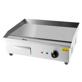 Headery 3000W Electric Countertop Griddle Adjustable Temperature Control Tabletop Flat Top Grill Machine Stainless Steel Teppanyaki Grill Flat Top Grill,21.25 * 15.74 * 8.26inch,Silver