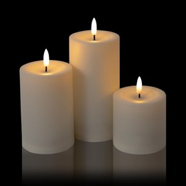 TFROSIM Solar Candles Outdoor Waterproof,Ivory White Flameless Candle Set, Dusk to Dawn Light Sensor, LED Rechargeable Solar Pillar Candles for Outdoor Lanterns,Patio Decor,3" x 3" 4.5" 6",Set of 3
