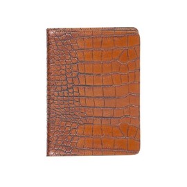 Scully Croco Embossed Leather Desk Journal - Blank Page Notebook (Croco Brown)