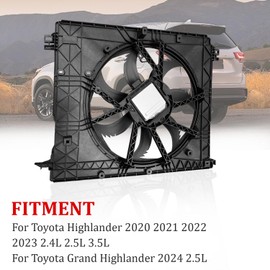 ShareZem 16360-F0100 Radiator Cooling Fan Assembly w/Motor 2.4L 2.5L 3.5L Fits for Toyota Highlander 2020-2023, TO3115214, 16360F0100