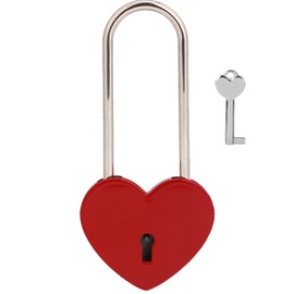 VeYocilk Love Lock Heart Padlock, 50mm 3.5" Rubber Paint Red Single Heart Lock with Key for Fence,Bridge, Lovers, Wedding, Anniversary, Travel Gift(Rubber Paint Red)