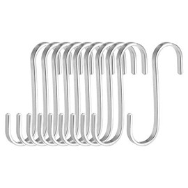 uxcell Stainless Steel S Hooks 3" Flat S Shaped Hook Hangers for Kitchen Bathroom Bedroom Storage Room Office Outdoor Multiple Uses 10pcs