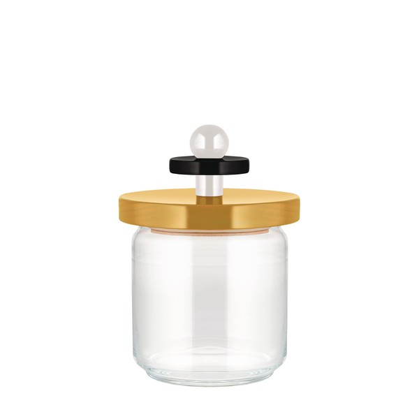 Alessi Mr. Sottsass I Suppose ES16 / 75 1- Design Hermetic Glass Jar with Beech Wood Lid, Yellow, Black and White