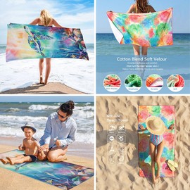 stampringt Extra Large Cute Tie Dye Sea Turtle Beach Towels Set of 2 Pack for Girls, Big Oversized Thick Microfiber Terry Cloth Two Person Sandproof Quick Dry 30 x 60