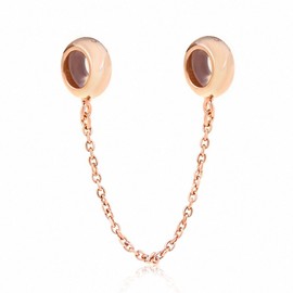 .925 Sterling Silver Stopper Safety Chain Bead Charm for European Charm Bracelets (Rose Gold)