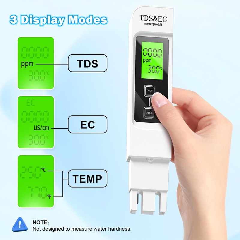 tds Meter, 3-in-1 Instant Read TDS Meter - Measures TDS,