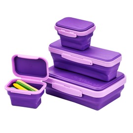 LockerMate by Bostitch Flexi - Caja de almacenamiento de 4 piezas, diseño de estuche plegable para manualidades y suministros escolares, color morado
