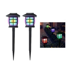NEWOTE Outdoor Solar Pathway Lights Waterproof 2-Packs Outside LED Decorative Lights Landscape Lighting for Yard Patio Driveway Garden (RGB)