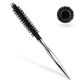 Mini Quiff Roller Brush, round brush for blow drying 1/2 Inch small round brushes with Electroplating Handle and Nylon Bristles Portable Travel Brushes for Styling Short Fine Hair Women Men