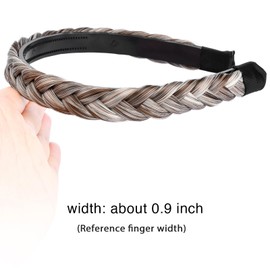Gledola 1.5 cm Braided Headband with Teeth Braids Hair Band with Teeth Synthetic Hair Band Braided Hair Band (White Grey Brown)