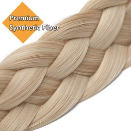Silk-co Stretchable Plaited Headband Twist Hair Bands Fashion Plait Braided Hair Accessories Women Synthetic Dark Blond&Bleach Blond