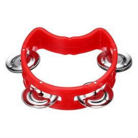 PATIKIL Tambourine, Jingle Bells Wrist Bells Hand Bell Percussion Instruments Musical Rhythm Band Plastic for Adults Church Birthday Party Christmas, Red