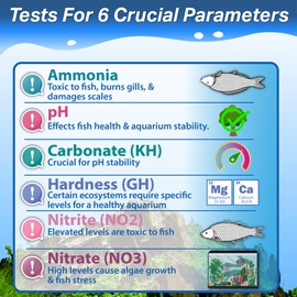 Advatec Essential Test Strip Kit - for Freshwater, Saltwater & Reef Aquariums, Test for 6 Parameters! - Fast Lab-Grade Results with Interpretation Guides! (100 Ct. - 200 Strips, 600 Tests)