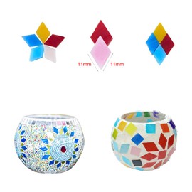 Allazone Mosaic Stones Craft Mix, Mosaic Glass Pieces Mixed Colour for Crafts, Home Decoration, Plates, Picture Frames, Flower Pots, Handmade Jewellery, 11 x 11 mm, Diamond