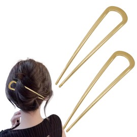 2 PCS U-Shaped Large Metal French Hair Pins for Thick Hair, Elegant French Twist Hair Clips for Women and Girls, Gold