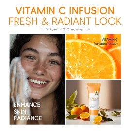Vitamin C Facial Cleanser, Hydrating Face Wash Gently Deep