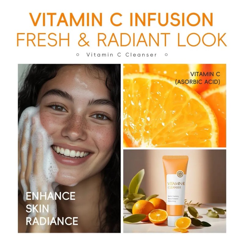Vitamin C Facial Cleanser, Hydrating Face Wash Gently Deep