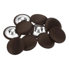 QUARKZMAN Pack of 10 Brown Buttons with Fabric Cover 25 mm Satin Fabric Covered Sewing Buttons Round Craft Buttons Metal Shaft Eyelet Buttons Vintage for Coat Clothing Jacket Blazer Suits DIY