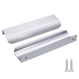 goldenwarm 5Pack 128mm Cabinet Handles Modern Drawer Handle Aluminum Finger Edge Pull Curved Profile Handle Concealed Furniture Handles Brushed Nickel Wardrobe Handles