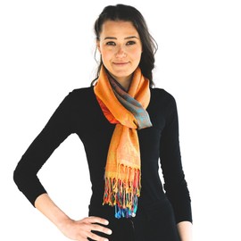 NELUHA Pashmina Scarf Colourful Traditional Patterned for Men and Women Shoulder Scarf 185 cm x 70 cm Stole Rainbow Colours, 7. Rainbow