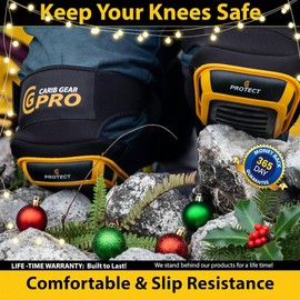 CARIB GEAR PRO USA Work Knee Pads for Men and Women Heavy Duty Double Gel Construction Knee Pads with Anti Slip Straps for Flooring Tiling Gardening Includes Leather Gloves and Safety Glasses