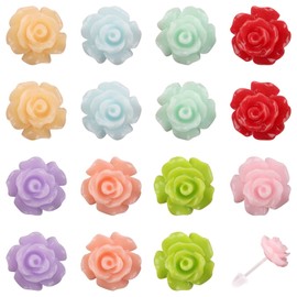 8 Pairs Flower Plastic Post Earrings, Colorful Plastic Clear Stud Earrings Set for Women Lightweight Cute Floral Studs Jewelry for Sensitive Ears Daily Wear & Special Occasions (Roses)