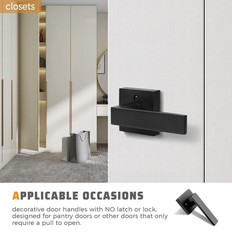 KNOBWELL 10 Pack Door Handles Black Interior Lever Dummy Door