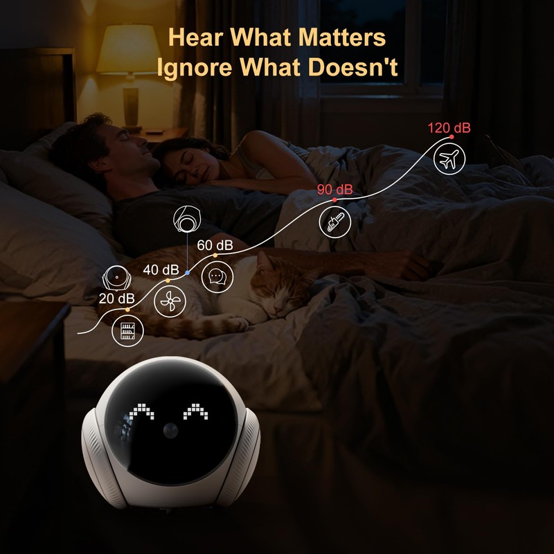 Movable Indoor Robot Camera, Family Bot Security for Cat/Dog/Pet/Elderly, Robot