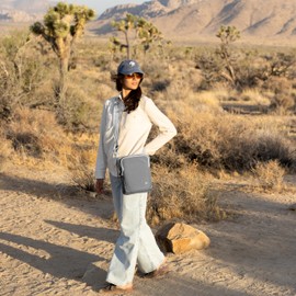 Travelon Unisex's Anti-Theft The Voyages Slim Crossbody, Granite, 10" W x 11" H x 2.5" D