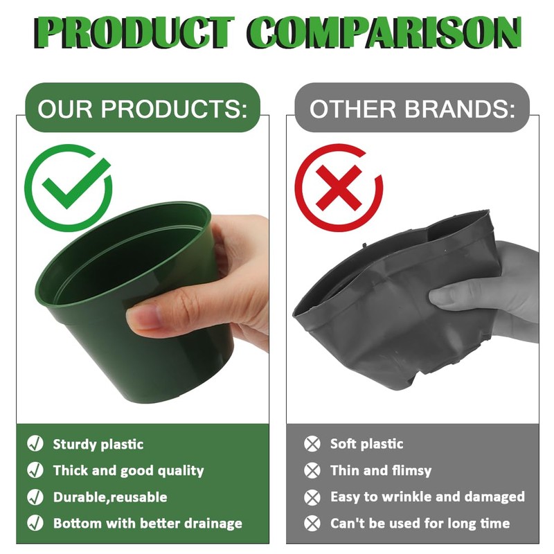 RooTrimmer 100 Pack 2.5 Inch Small Plant Pots, Plastic Nursery
