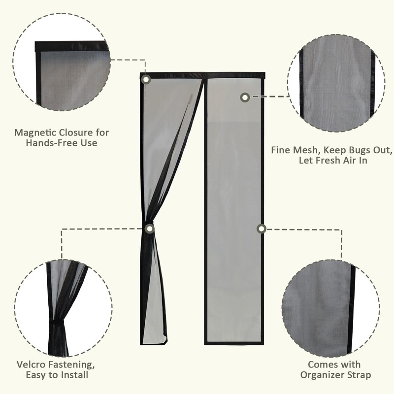 Zejoot Universal Magnetic Screen Door for RV, Tear-Resistant RV Mosquito