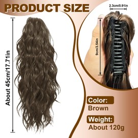 ELNX Ponytail Extensions 18 Inch Curly Ponytail Extensions Clip in Ponytail Clip on Ponytail Artificial Ponytail for Daily Use (Brown)