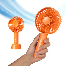 Red by Kiss Handheld Fan, Mini Portable Personal Desk Fan with USB Rechargeable, 3 Speed Long Lasting Powerful Small Fan for Makeup Travel Home Office Lace Wig Eyelash Face Nail (Orange)