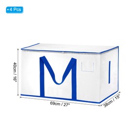 PATIKIL Extra Large Moving Bags, 4 Pack with Reinforced Handles and Zipper Storage Tote Packing Bags Collapsible for Clothes Moving Supplies,Transparent Blue