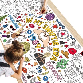Giant Coloring Poster/Tablecloth - Merch Gifts for Girls - 30 x 72 Inches Jumbo Coloring Banner Kids Crafts Activities Decor Party Favors Decorations - Taylor Birthday Decorations