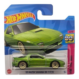 Hot Wheels '89 Mazda Savanna RX-7 FC3S, Metallic Green, Die-Cast Model Car, 1:64 Scale