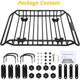 Universal Rooftop Cargo Carrier - 63" x 43" x 6.3" Anti-Rust Roof Rack Basket with 300 lbs Capacity, Heavy-Duty Cargo Storage for SUV, Car & Truck