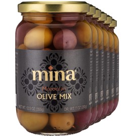 Mina Olive Mix, 12.5 oz (Pack of 6) - Premium, Handpicked and Naturally Cured Olives, Gluten Free, Low Carb, Vegan, Great Keto Snack