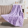 BYTIDE Jacquard Plaid Faux Rabbit Fur Plush Throw Blankets with
