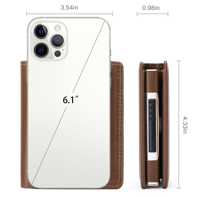 GOIACII Minimalist RFID Blocking Pop Up Card Wallet, Brown, Unisex,