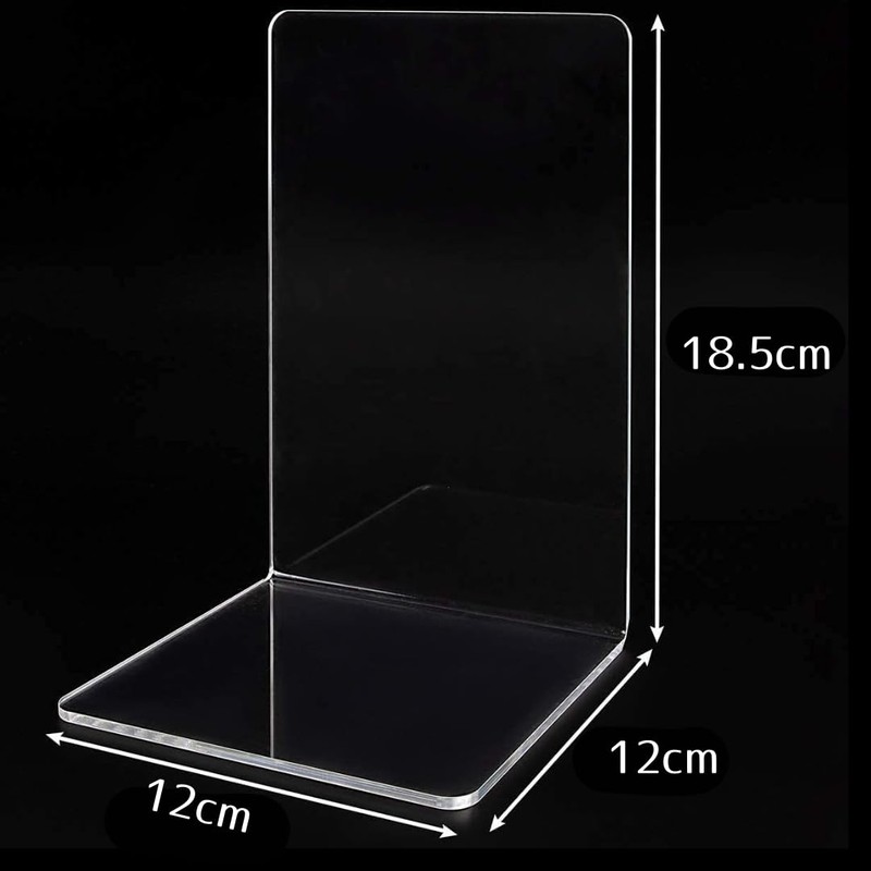 Copeflap Bookend, Bookstand, Divider Stand, Acrylic, Tabletop, Simple (4, Clear)