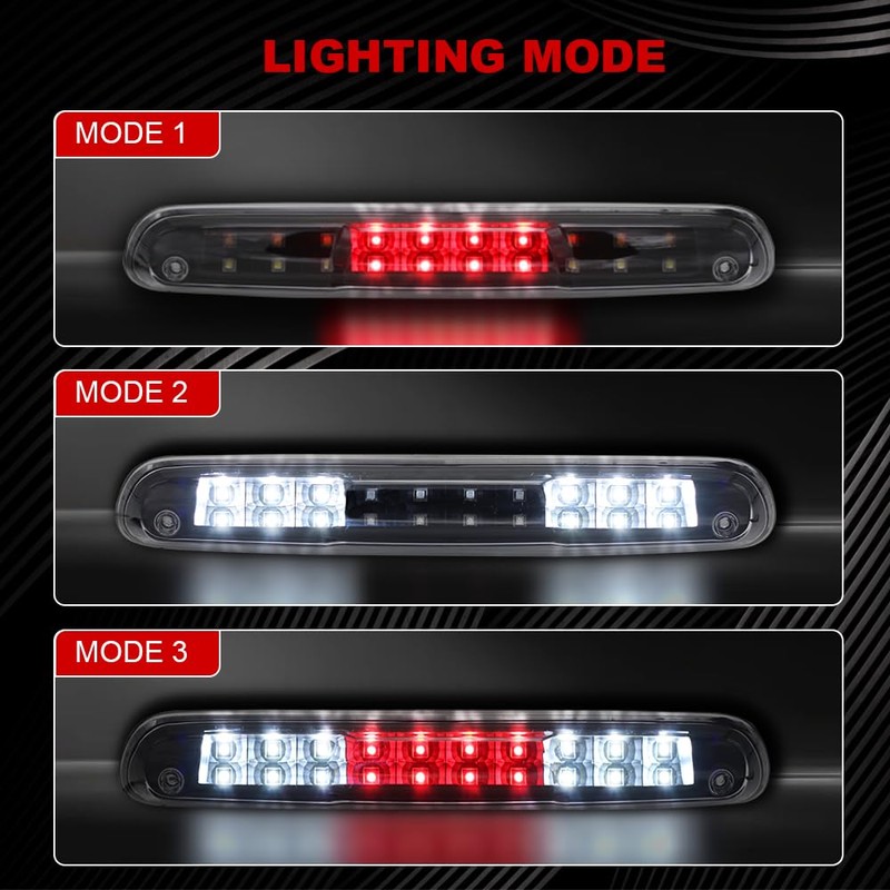 DimFlux Third Brake Lights LED High Mount Stop Light Compatible